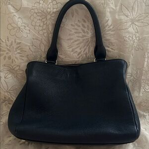 Elegant Dark Blue Leather Handbag (Guzini)